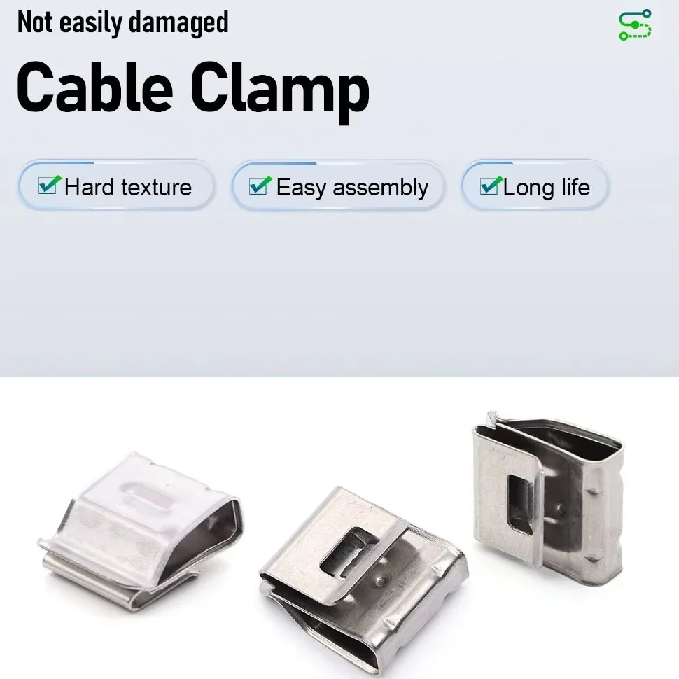10pcs Solar Photovoltaic Cable Clamp Stainless Steel Cable Trailer Clamps Clip Solar Street Light Wiring Cable Clamp image 5
