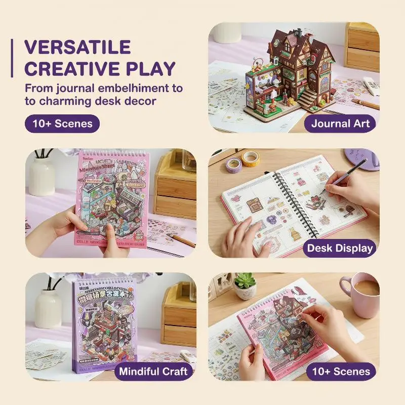 3D Microscopic Scene Sticker Books Simulation Realistic Cartoon Patterns Safe Odorless for Toddlers Early Educational Learning