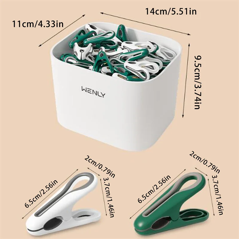 24/36pcs Clothes Pins With Storage Basket Household Food Clip Socks Underwear Rack Holder Plastic Laundry Hanging Pegs Clips NEW