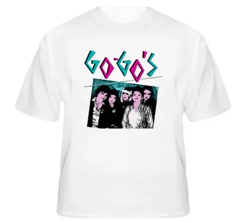 The Gogos Retro Music 80s Girl Band Cool White T Shirt