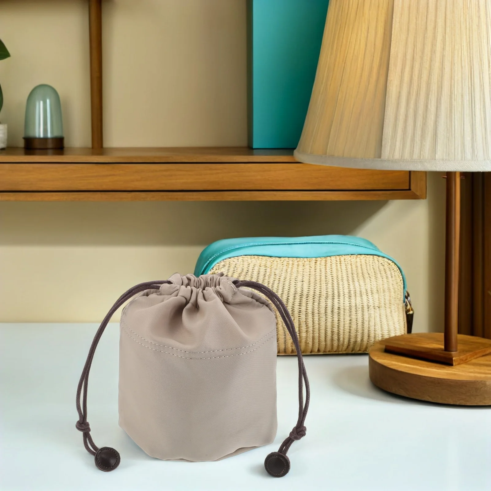 

PU Bucket Bag Organizer Insert Travel Round Bucket Purse Replacement Liner Tote Shoulder Handbag Makeup Storage Organizer