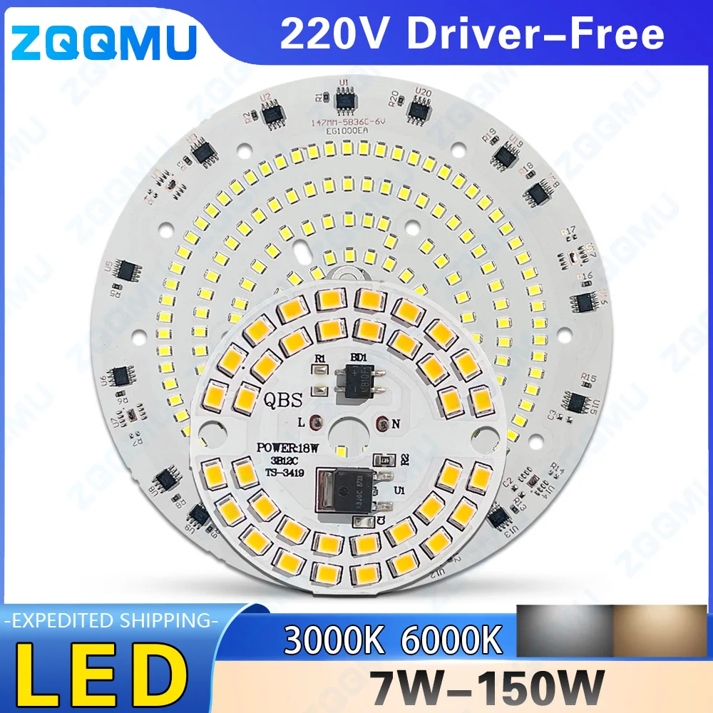 High Power AC220V LED ชิป SMD2835 ไดร์เวอร์ฟรี 3W 5W 7W 9W 12W 15W 18W 24W 40W 50W 80W 100W 150W สําหรับดาวน์ไลท์หลอดไฟ