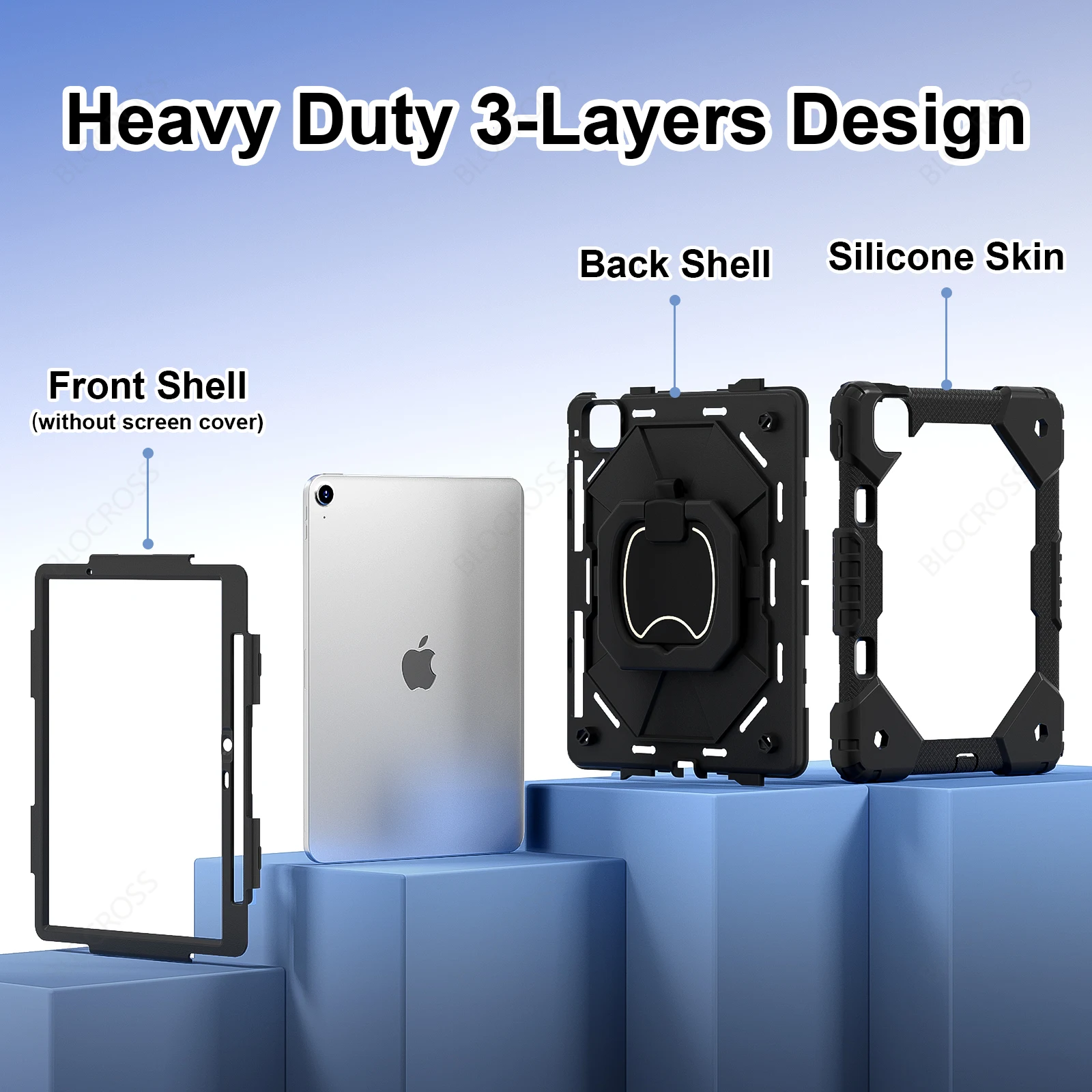Armor Stand Shockproof Tablet Case For iPad Air 5 Air 6 A16 11th M3 Pro 11 12.9 13 10 Gen 10.5 10.2 9th 8th 6th 5th 9.7 Mini 7 6