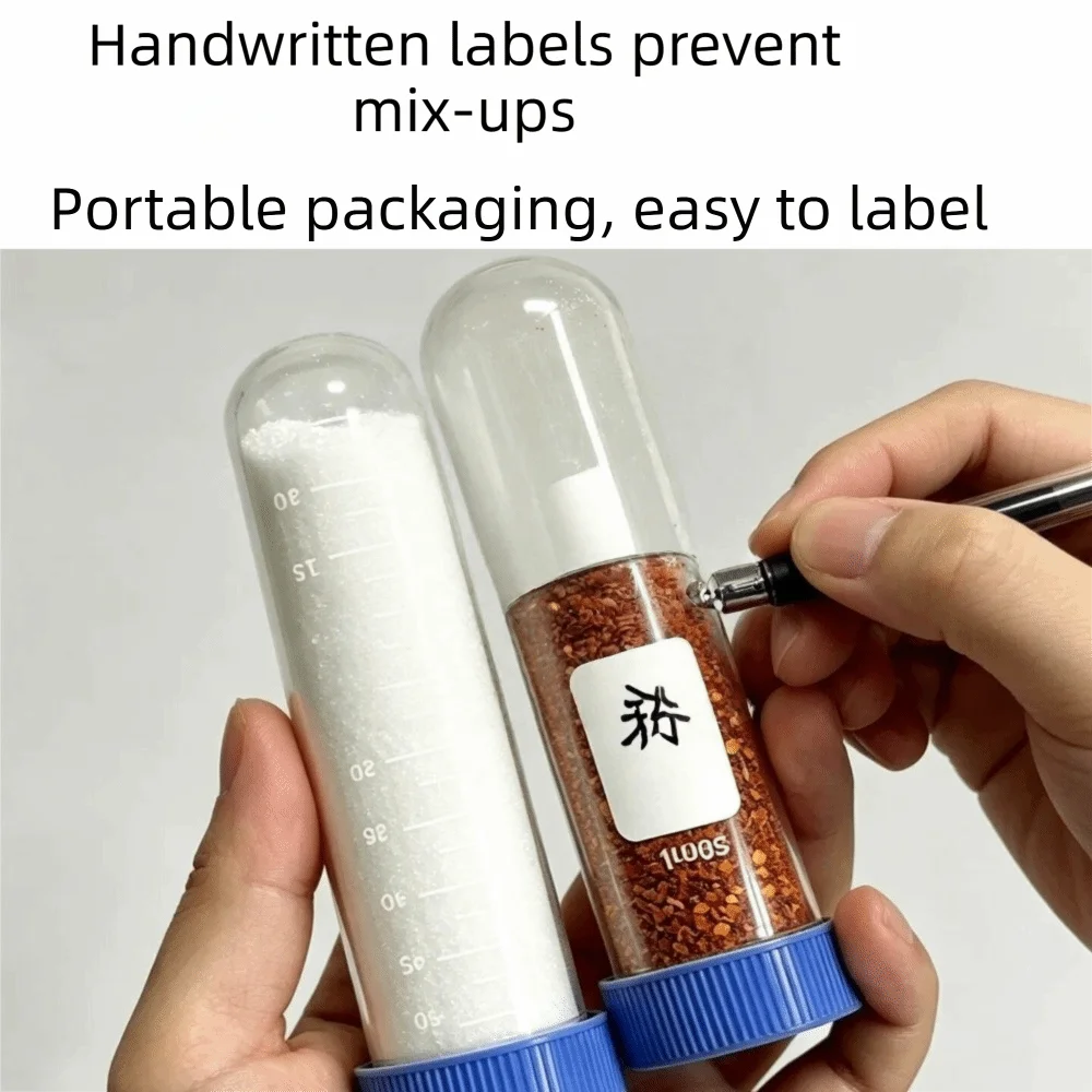 5PCS Plastic Camping Spice Bottles Transparent Leak-proof Seasoning Containers with Measured Scale Airtight Travel Spice Vials