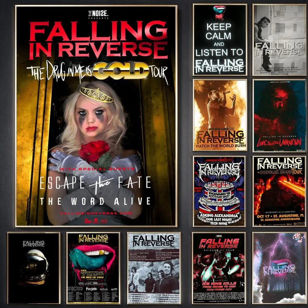 Band Falling In Reverse Poster Waterproof Sticky WallArt Print For Bedroom Living Room Hallway Bar Home Decor