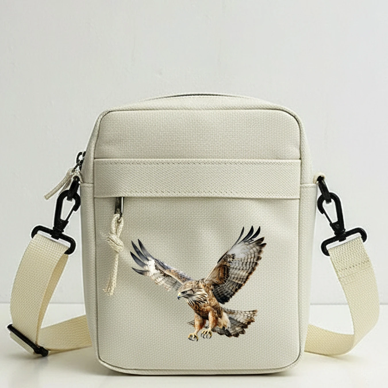 Eagle Design Crossbody Messenger Bag for Men, Adjustable Shoulder Strap, Multi-Pocket, Travel, Work, Outdoor, Casual Style