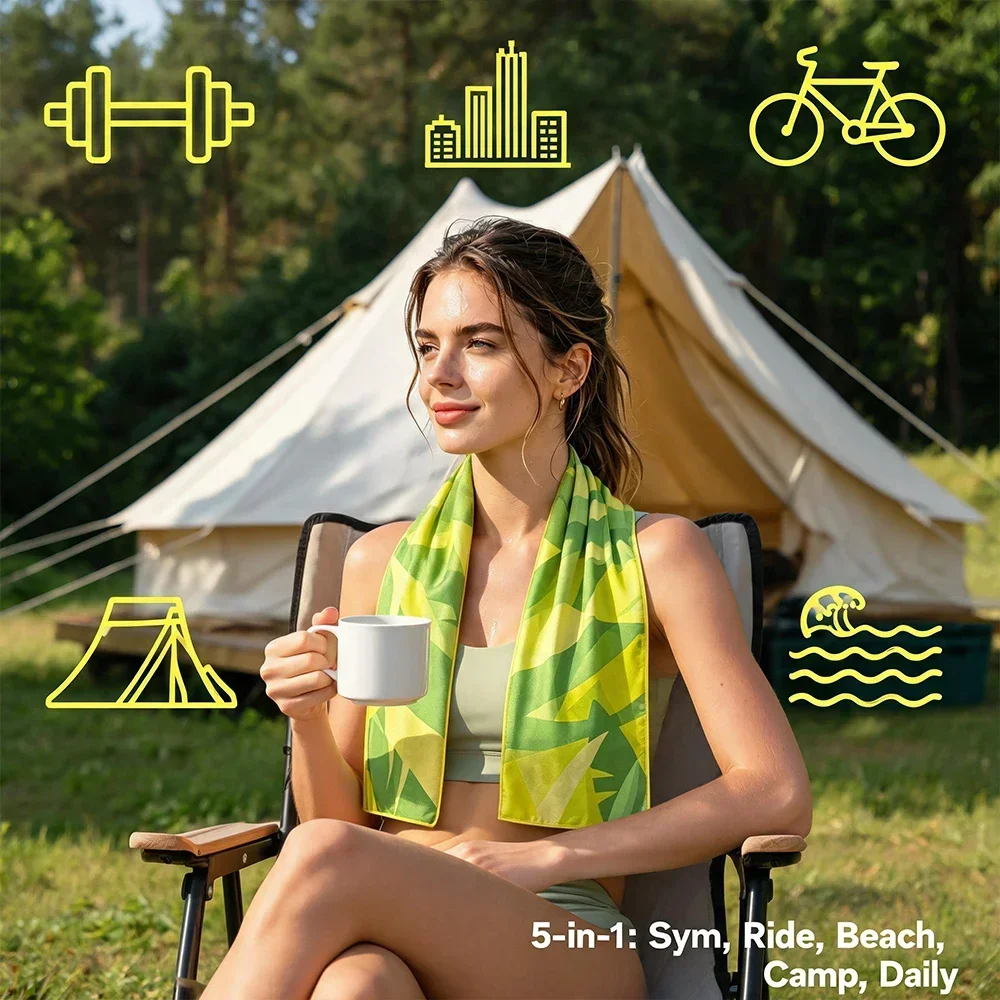30x100cm Printed Cooling Towel Ice Instant Chill Fabric Stay Cool for Yoga Gym Running Workout Sweat Wipe Quick Dry Sports Towel