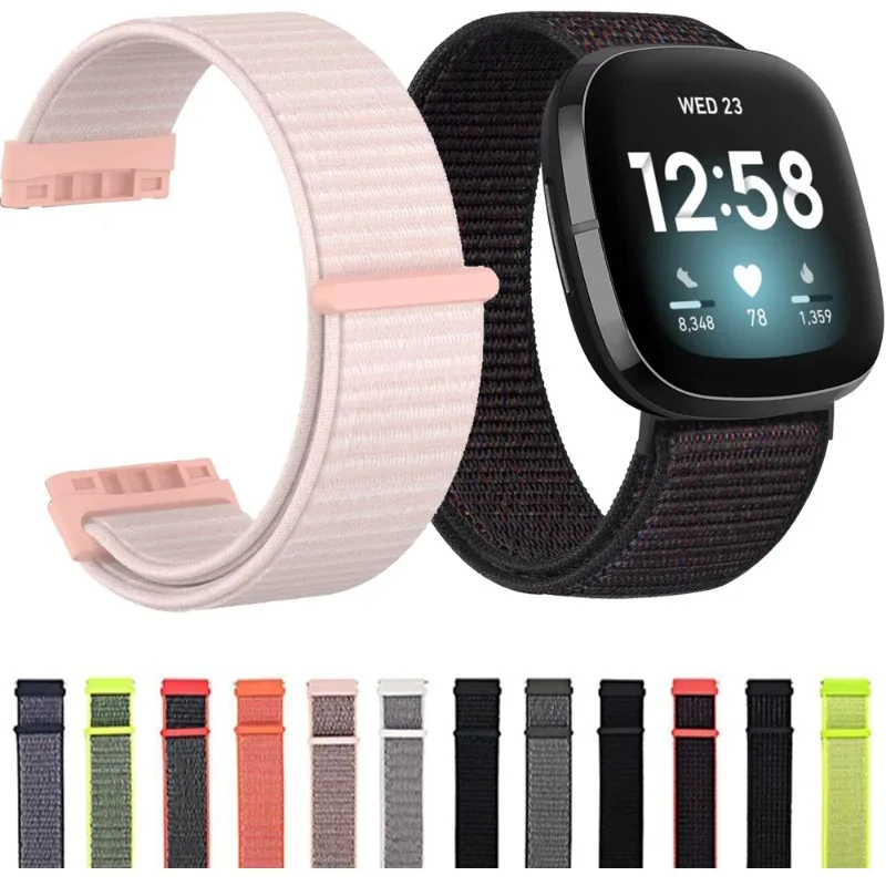 Fitbit Versa 4/Versa 3용 나일론 루프 스트랩 통기성 팔찌 벨트 Correa for Fitbit Sense 2/Sense 스포츠 시계 밴드 액세서리