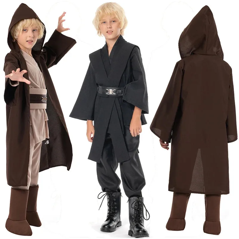 

Дети Мальчики Анакин Фэнтези Оби Ван Косплей Фильм Космическая Битва Рыцарь Маскировочный Костюм Плащ Детский Косплей Ролевая Игра Фантазия Наряд