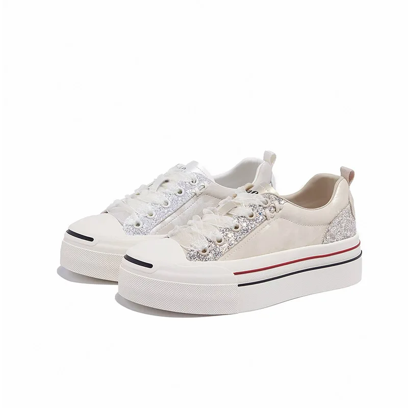 Popular leather little white shoes spring new fashion comfortable fashion trend increase casual versatile sneakers women