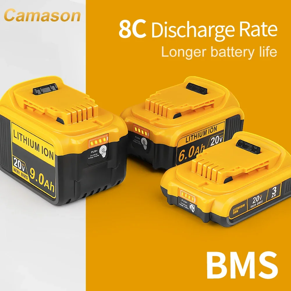 Camason battery for Dewalt 18V 20V power Tools rechargeable electric tool Accessories Lithium batteries Replace DCB200 DCB184