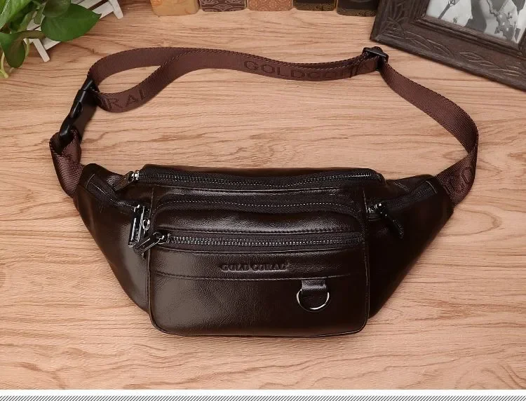 Imagem -03 - Bolsa de Ombro de Couro Genuíno para Homens Bolsa Masculina Bolsas de Couro Reais Cinto Transversal Fanny Hip Corpo