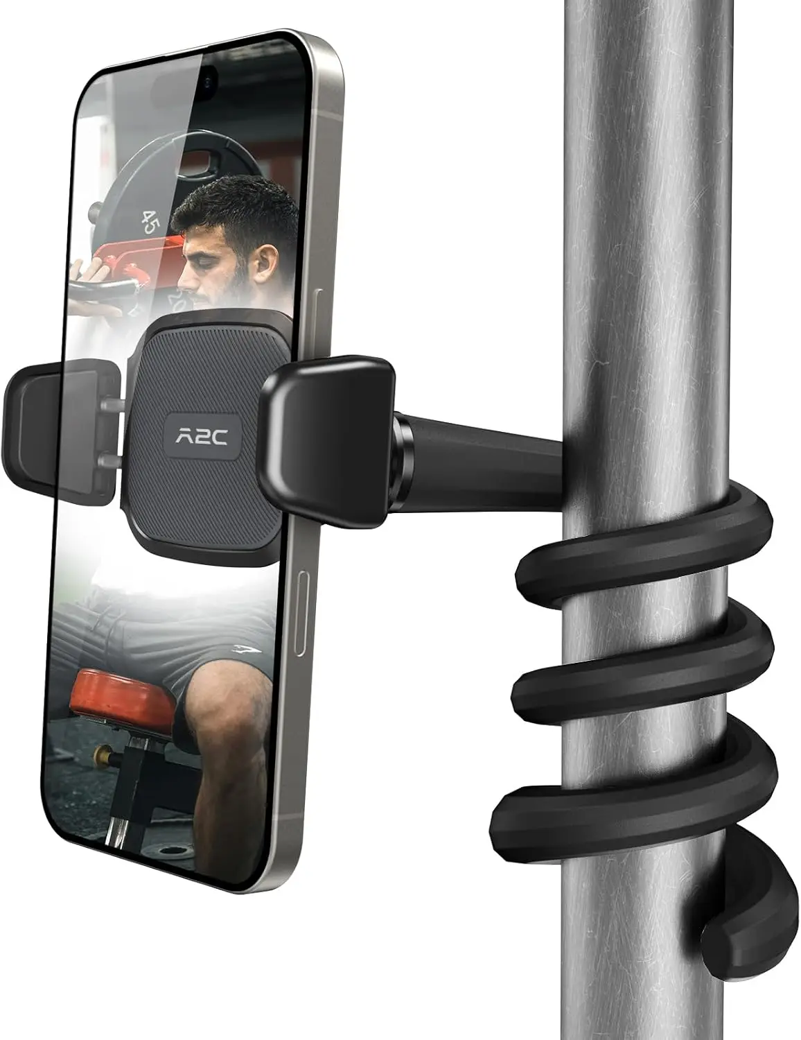 

Flexible Phone Holder for Treadmill, Stroller, Desk - Portable Gooseneck Arm Mount for 4.7-6.9" Smartphones