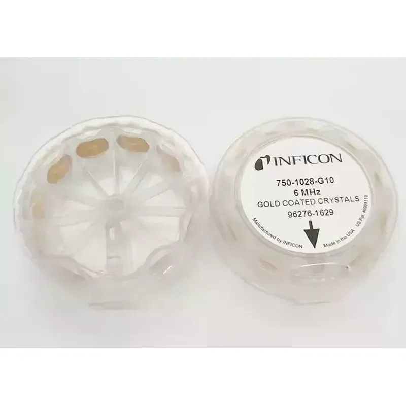 Inficon 750-1028-G10 Double Sided Gold Plated Quartz Crystal Oscillator 6MHz 13.97mm PVD Film Thickness Monitor Sensor Wafer