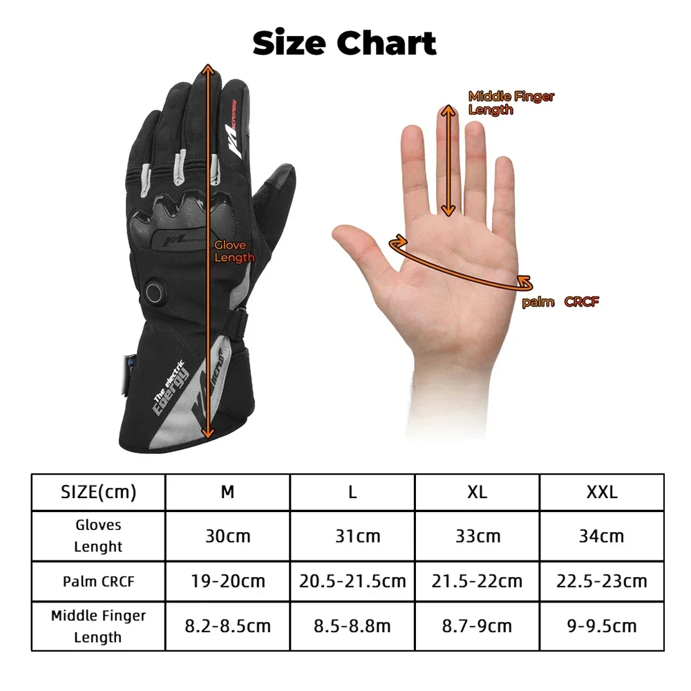 Motorcycle Heated Gloves Touch Screen Winter Warm Skiing Gloves Waterproof Rechargeable Heating Thermal Gloves For Snowmobile