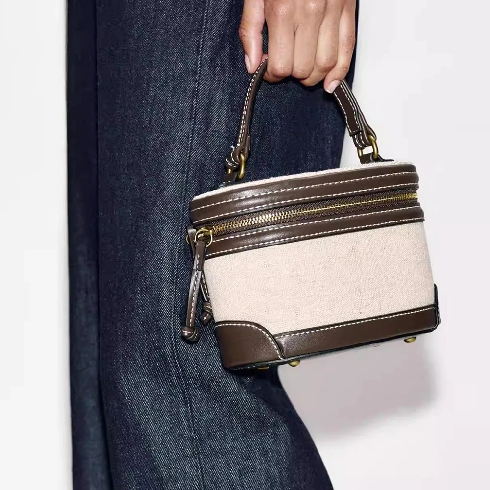 

Fashion Canvas Box Bags for Women Handbag Mini Patchwork Straw Bag Designer Women Bags NEW Shoulder Crossbody Bag Clutch Purses