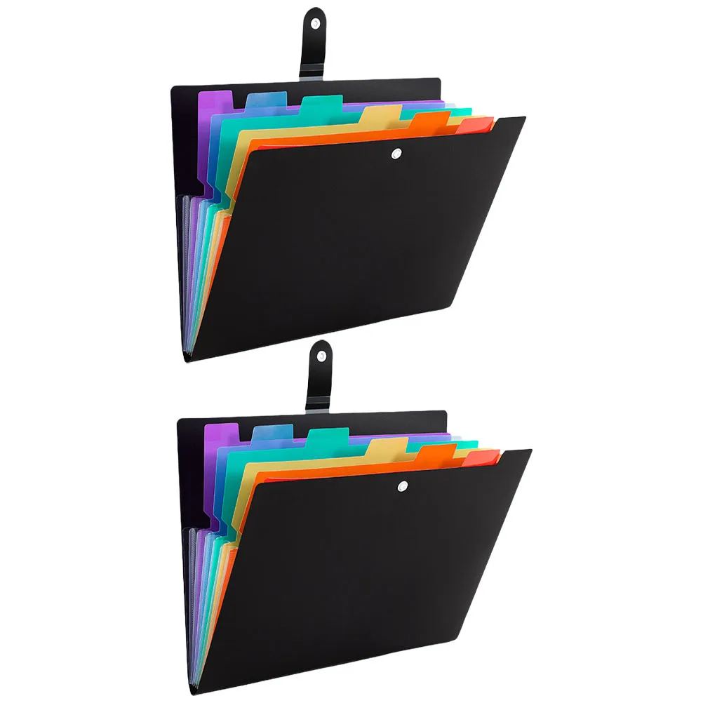 2Pcs Large Capacity Multi-Layer File Folder Organizer Portable A4 Document Storage Bag for Home Office School Accordion Design