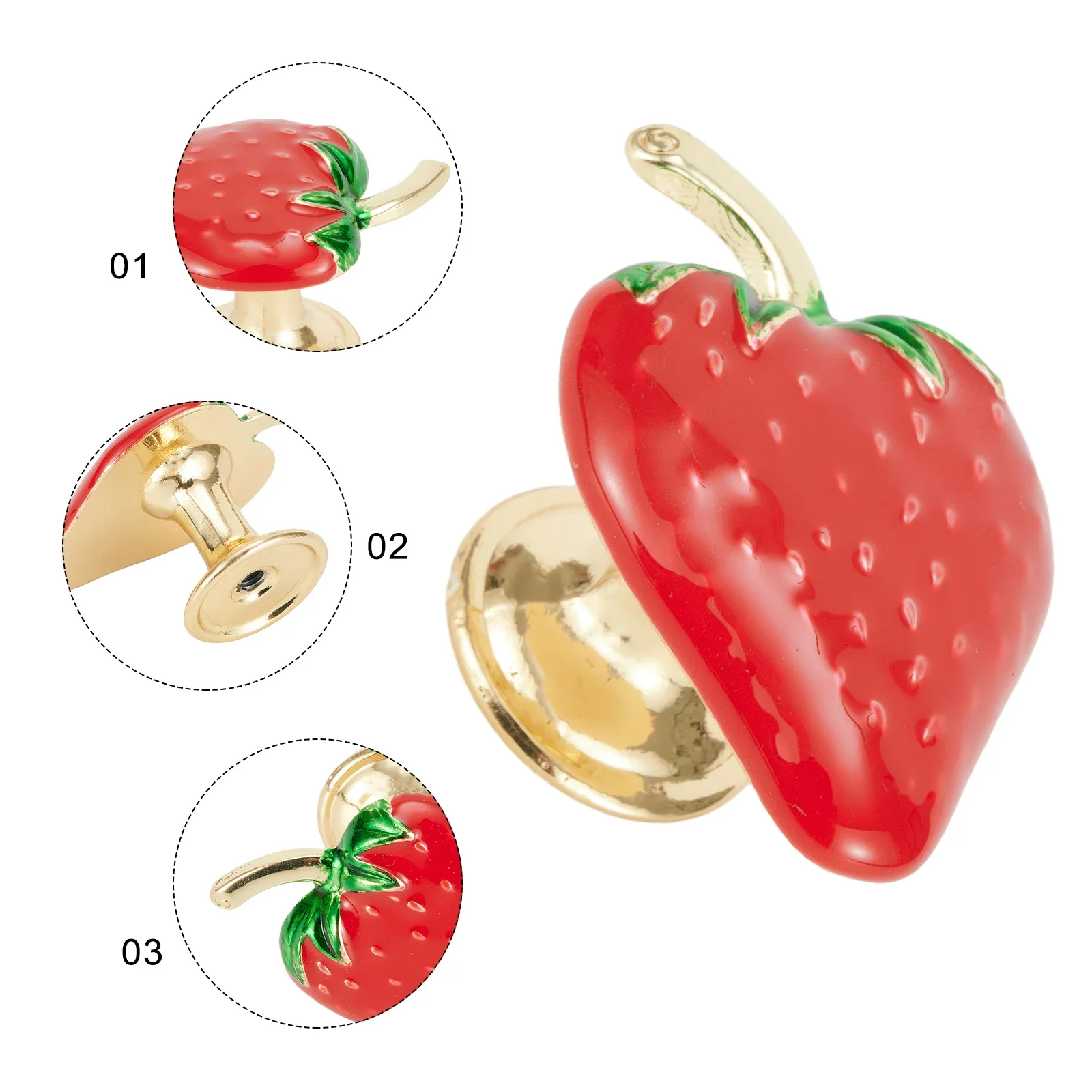 Strawberry Decor Drawer Knobs Single Hole Drawer Furniture Handle Zinc Alloy Cupboards Desk Drawers Pulls 37mmx23mmx23mm