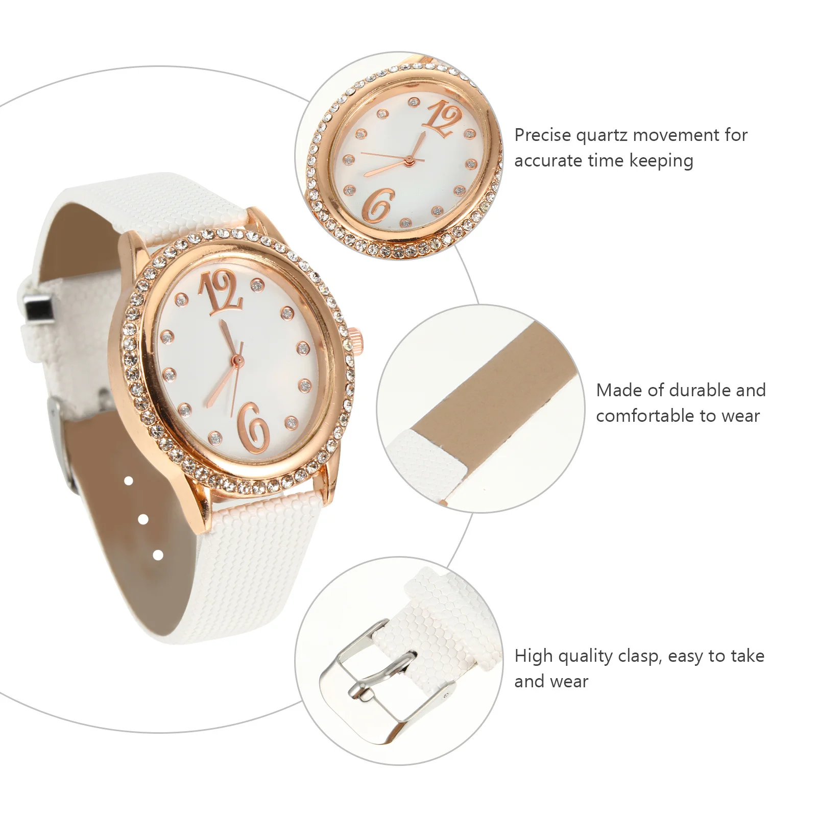 

Diamond Embellished Quartz Wristwatch Oval Shaped Premium Women Watch Business Casual Fashion Strap Lightweight Ladies