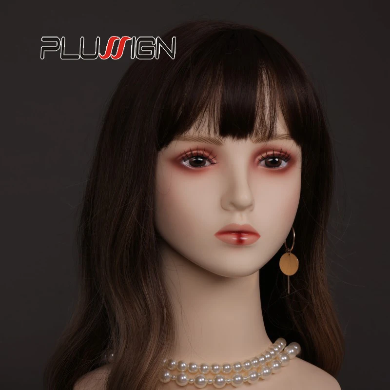 Realistic Female Mannequin Head With Small Shoulders Pvc Manikin Head With Makeup Bust Wig Head Stand For Display Wigs,Necklace