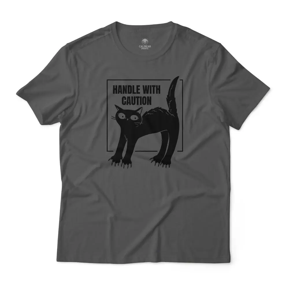 Handle With Caution Funny Cat Graphic Tee