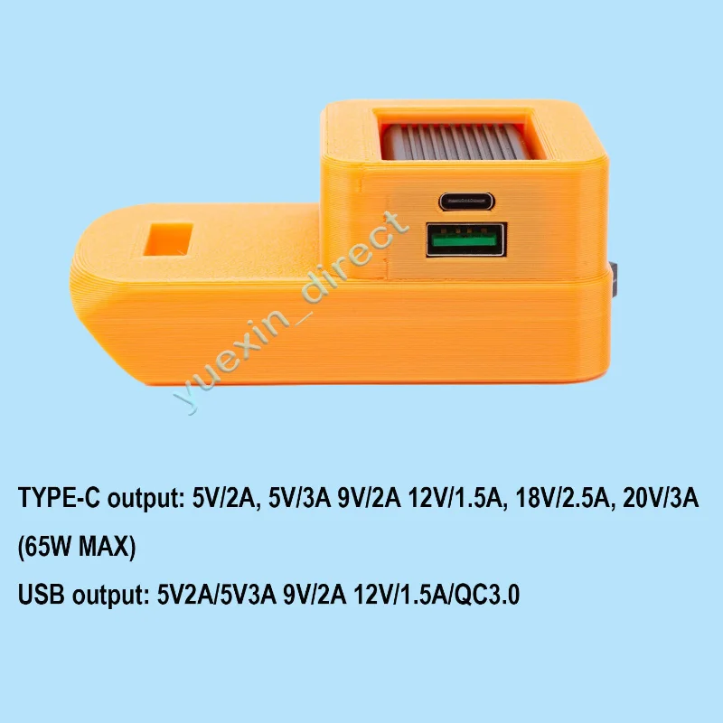Imagem -03 - Conversor para Carregador de Bateria Li-ion Adaptador para Dewalt Tipo-c pd Usb Fonte de Alimentação 65w 18w Bateria Não Incluída