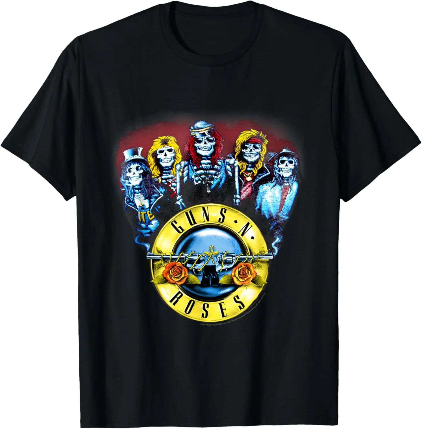 Guns N' Roses Official Skeletons Bullets T-Shirt Small 100% Cotton Trendy Y2K Short-Sleeve Tee – Soft, Quick-Drying, &