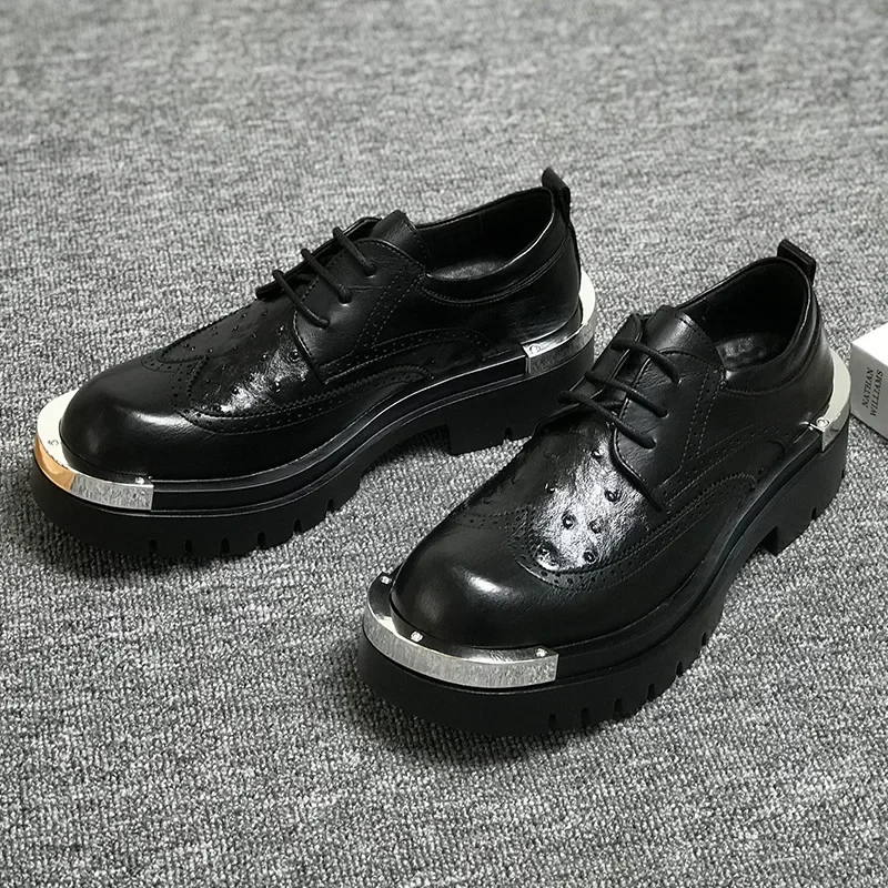 

Brand Oxfords Mens Dress Shoes Fashion Male Footwear Brown Black Height Increasing 3cm Big Size 45 D742