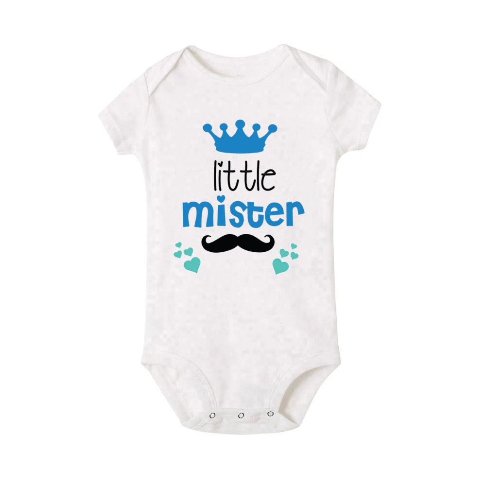 Big Sister To A Little Mister Print Family Matching Shirt Sister & Brother Sibling Outfit Kid Short Sleeve T-shirt Baby Bodysuit