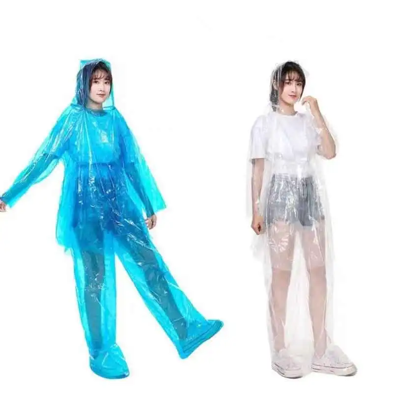 Unisex Adult Scenic Tourism Outdoor Camping Hiking Disposable Raincoat Rainwear Tops + Pants