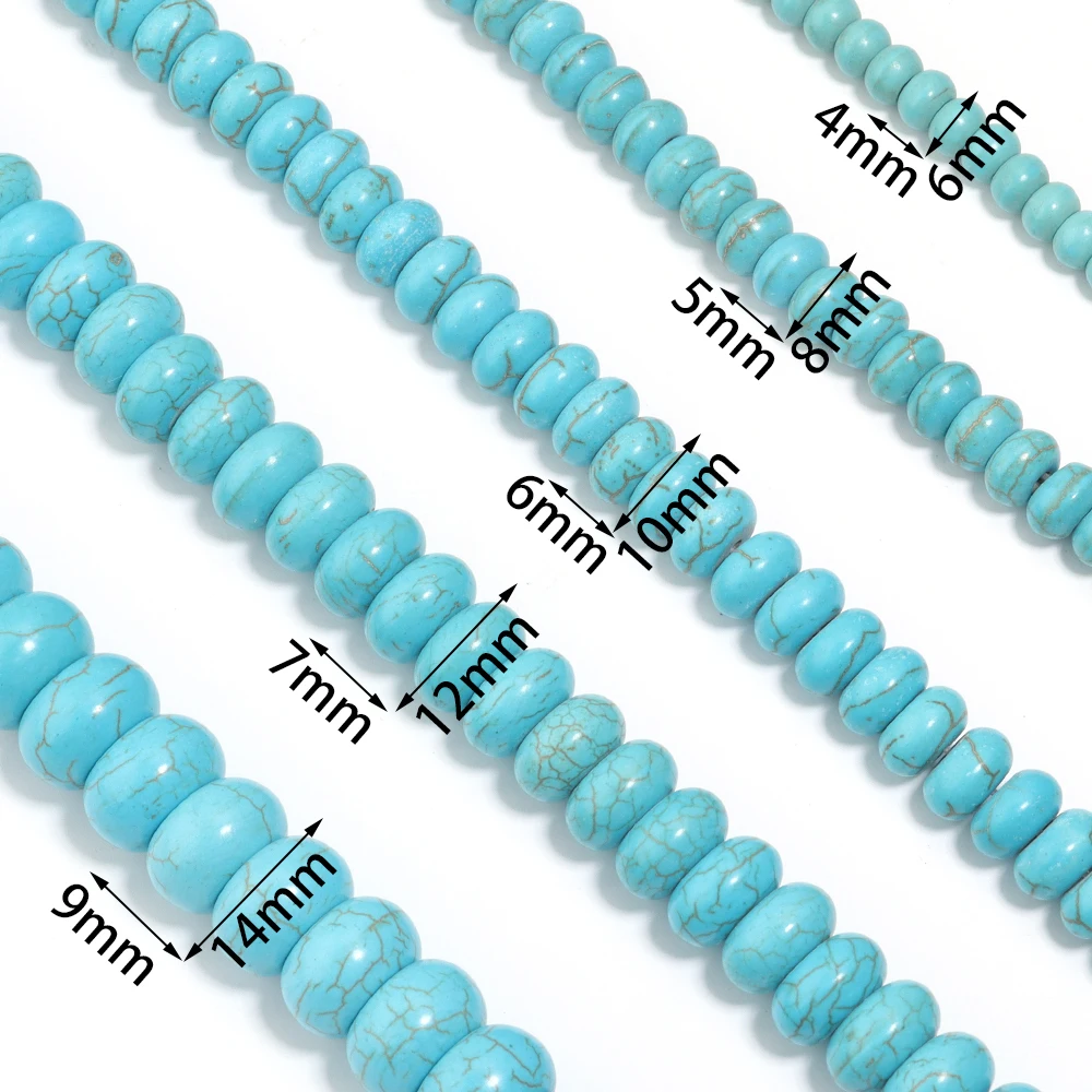 6-14mm Abacus Stone Turquoises Loose Spacer Round shape Loose Beads for DIY Charm Beads Jewelry Making Necklace