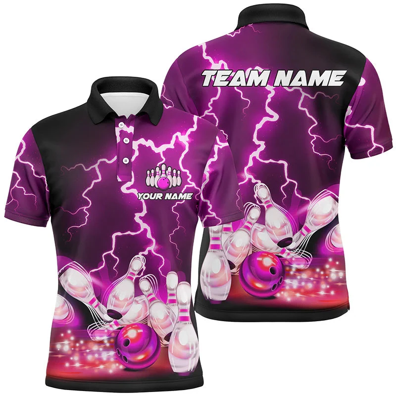 Custom Team Name Bowling Polo Shirts For Men Women 3D Printed Summer Short Sleeve Lapel Button Polo T Shirt Clothes