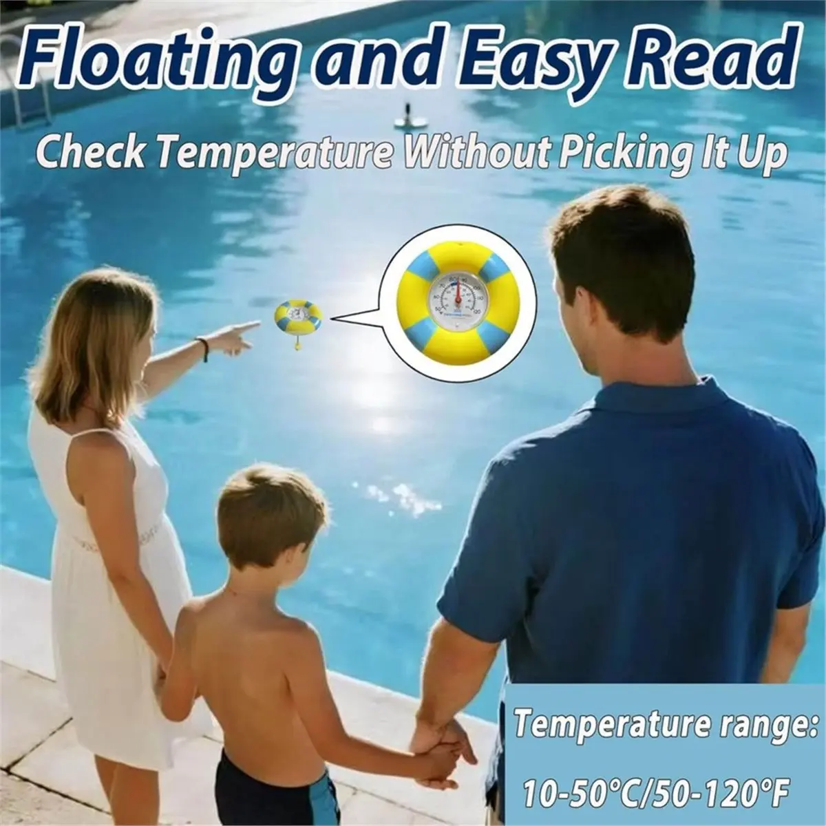 Multi-use Gear Floating Pool Thermometer Easy Read - Battery-Free, Waterproof Pool Thermometer Floating for Pools, Spas &
