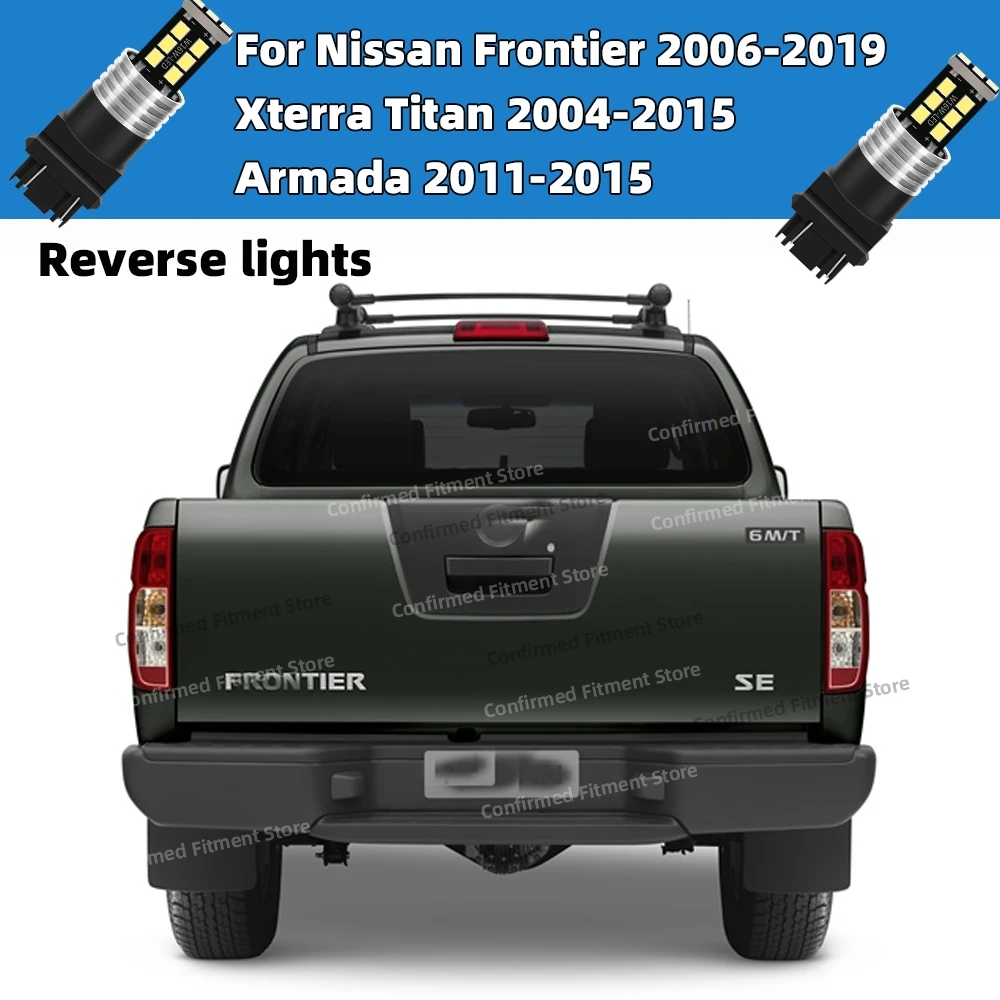 2Pcs 3157 T25 P27W LED Reverse Lights Signal Bulbs 6000K For Nissan Frontier 2006-2019 Xterra Titan 2004-2015 Armada 2011-2015