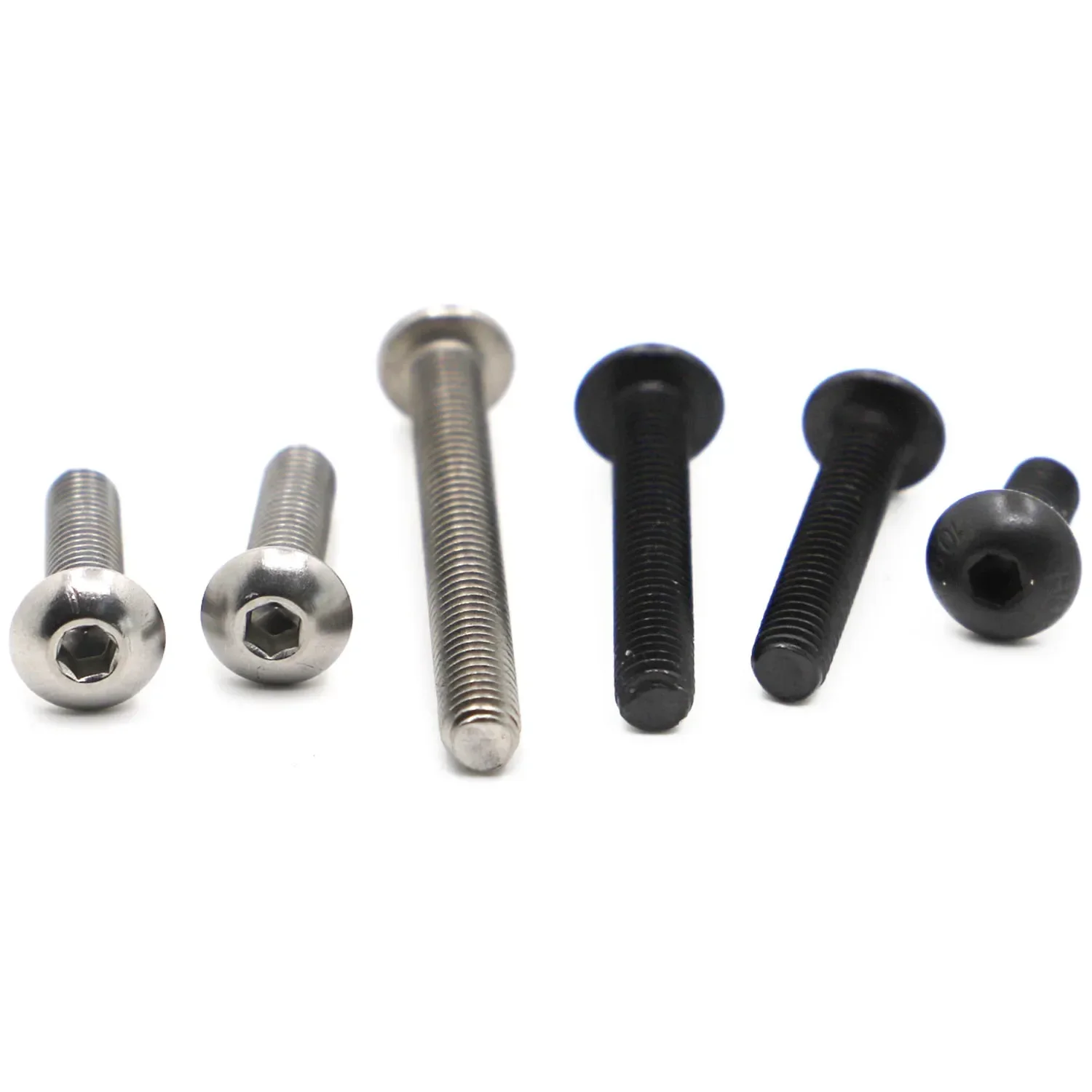 5-50PCS ISO7380 304 Stainless Steel M2 M2.5 M3 M4 M5 M6 M8 Black Grade 10.9 Steel Hex Socket Button Head Screws Allen Bolt Screw