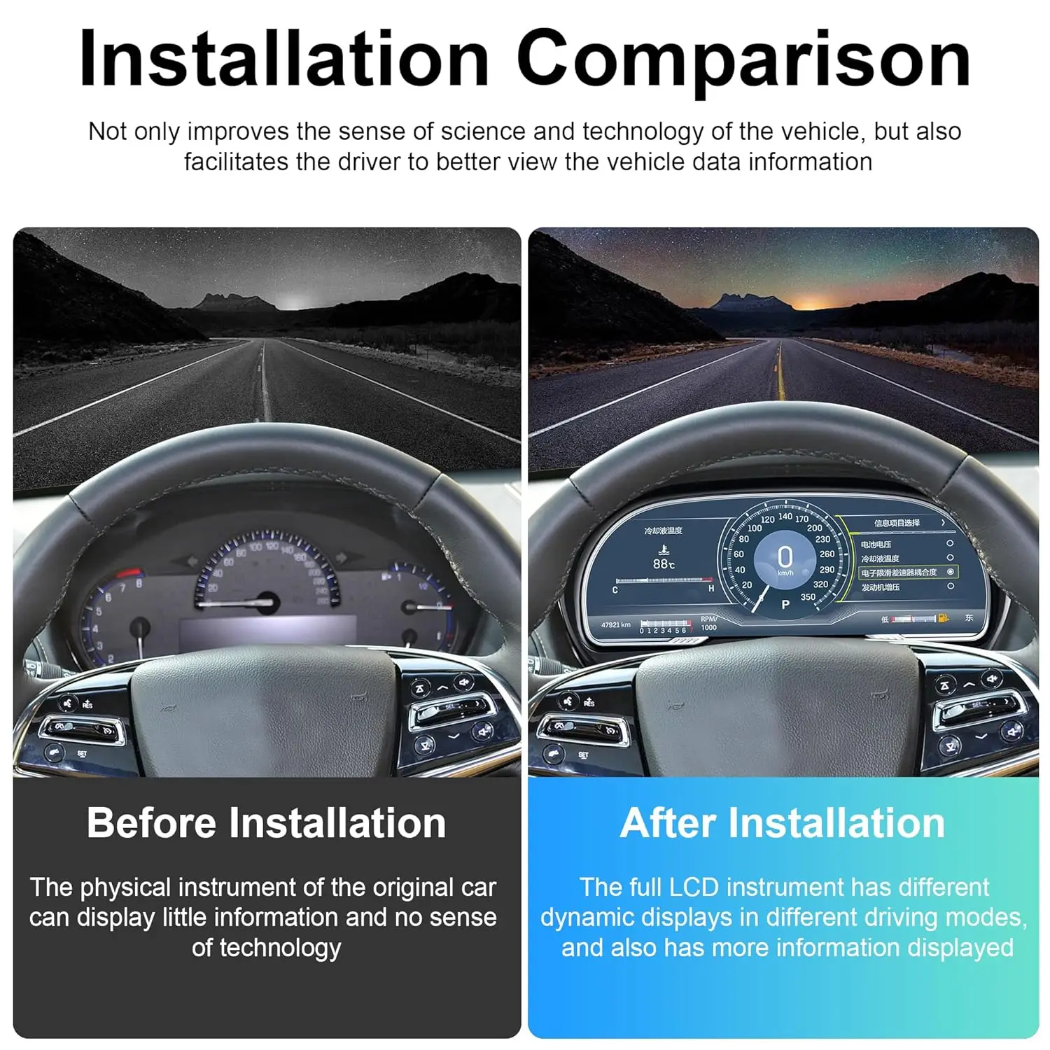 العنقودية ل ATS 2014-2017 لوحة العدادات لوحة القيادة 12.3 "شاشة رقمية عداد السرعة الرقمي LCD لوحة العدادات 3 + 3 لون UI