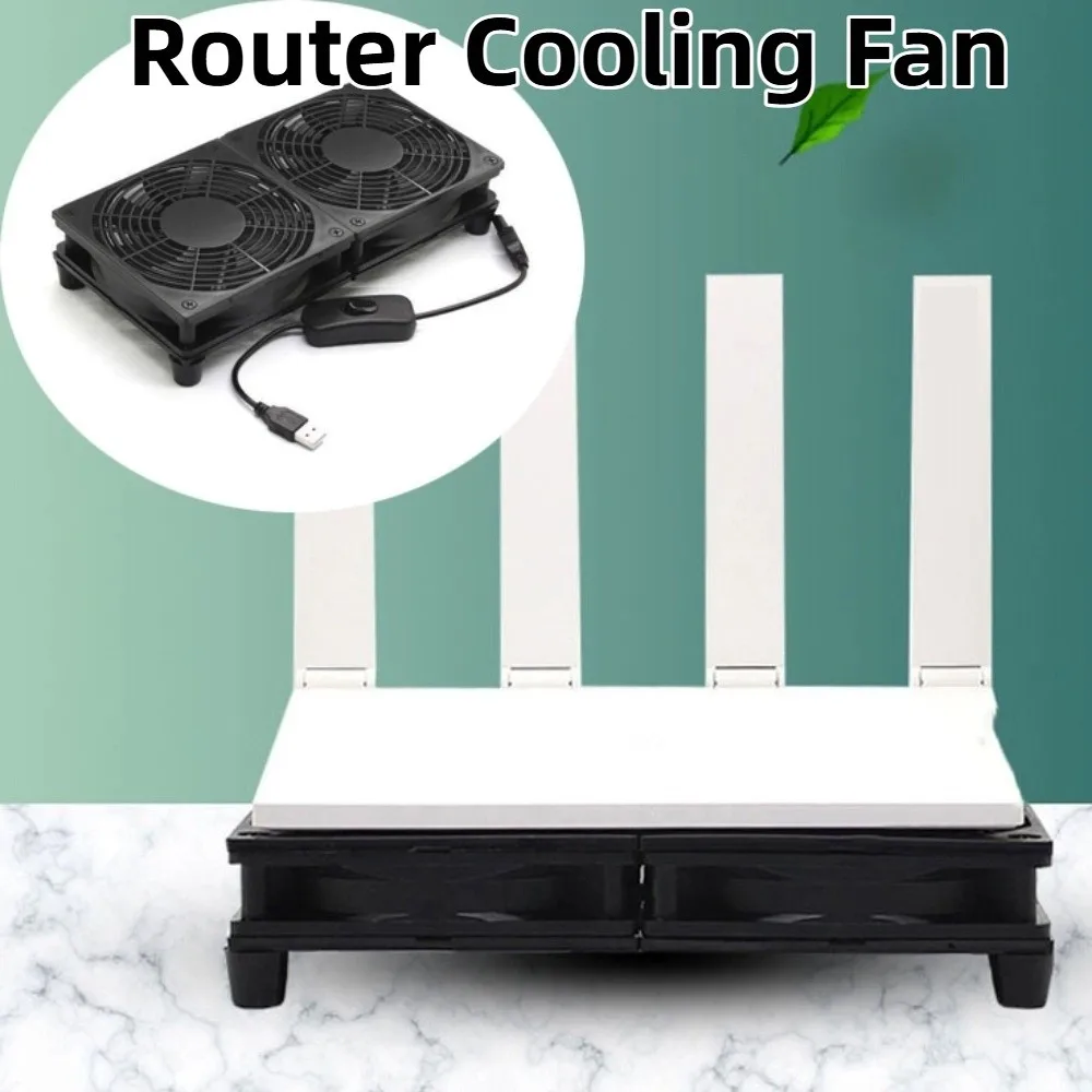 

DC 5V Router Cooling Fan Dual Fans with Switch Router Cooling Stand Bracket Protective Net USB Radiator Base