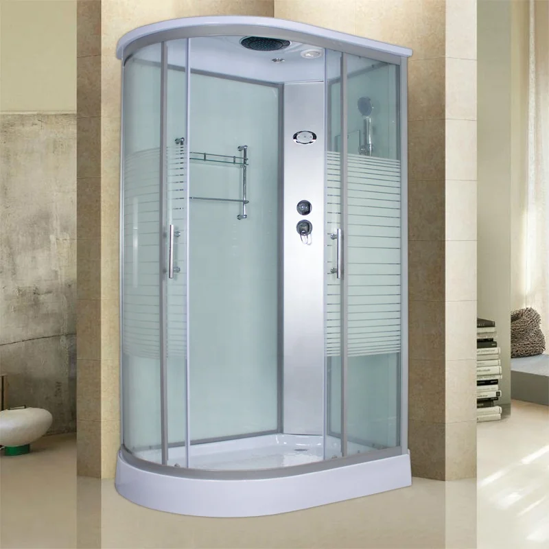 

&c Luxury Square Sliding Brushed Frame Shower Cabin Hydromassage Roof Lamp Background Lights Steam Function Quadrant