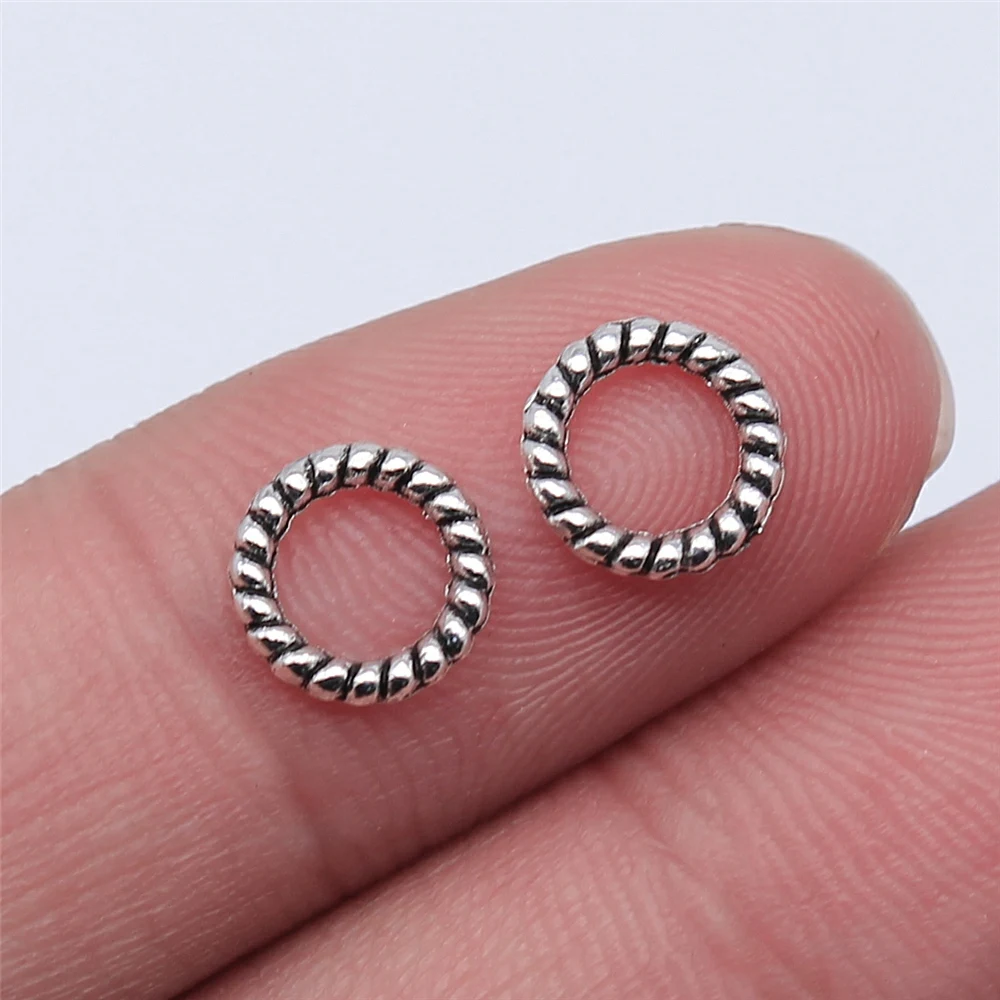 WYSIWYG 40pcs 8x8mm Antique Silver Color Antique Gold Color Circle Charms For Jewelry Making DIY Jewelry Findings