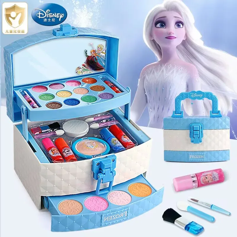 New Disney girls frozen 2 elsa anna princess Makeup suitcase Toys set Cosmetic case snow White Makeup Box Set  kids Toy Gift