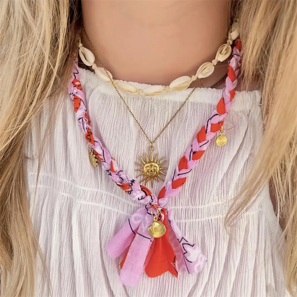 

Горячее ожерелье ручной работы из шелкового шарфа в Европе и США, популярное ожерелье с подвеской, цветной кулон, ювелирные изделия