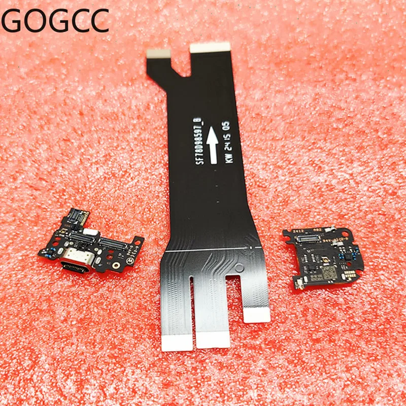 For Motorola X50 Ultra MOTO XT2401-2 Sim Card Slot Tray Reader Holder Charging Port Charge Main Board Motherboard LCD Flex Cable