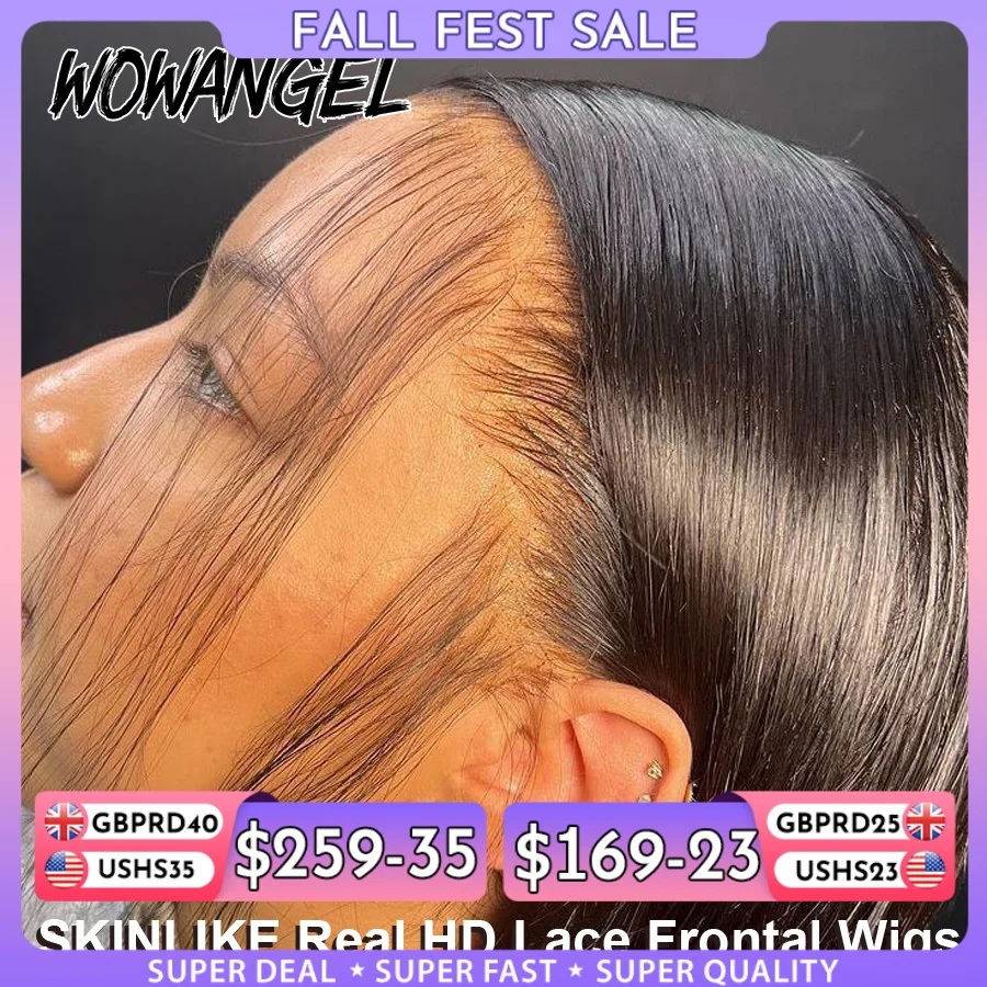 WOW ANGEL HD Parrucca Frontale Del Merletto 250% 13x6 HD Parrucca Anteriore Del Merletto Capelli Lisci Invisibile HD Merletto Melt Pelle HD Anteriore Del Merletto Parrucca Dei Capelli Umani