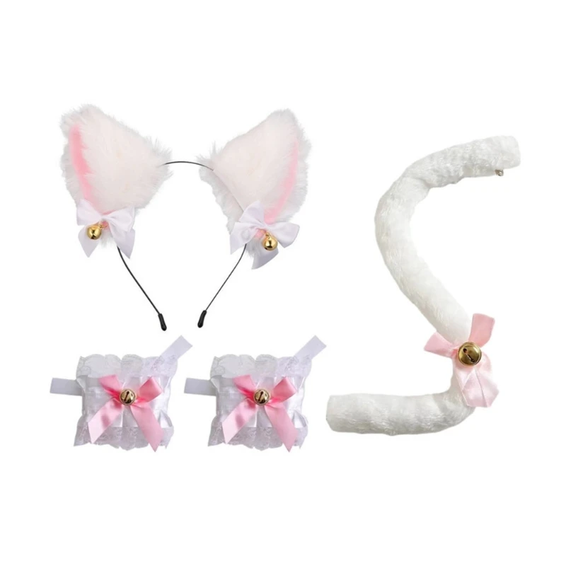 652f Forma oreja gato/gargantilla/manguitos encaje/cola cosplay Choker Tostar Fiesta cumpleaños Halloween
