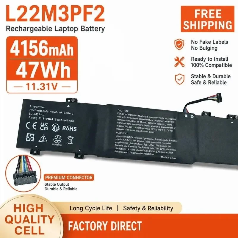 [NEW] 11.31V 47Wh L22M3PF2 Laptop Battery for Lenovo for L22L3PF2 L22D3PF2 L22C3PF2 High-Capacity Battery
