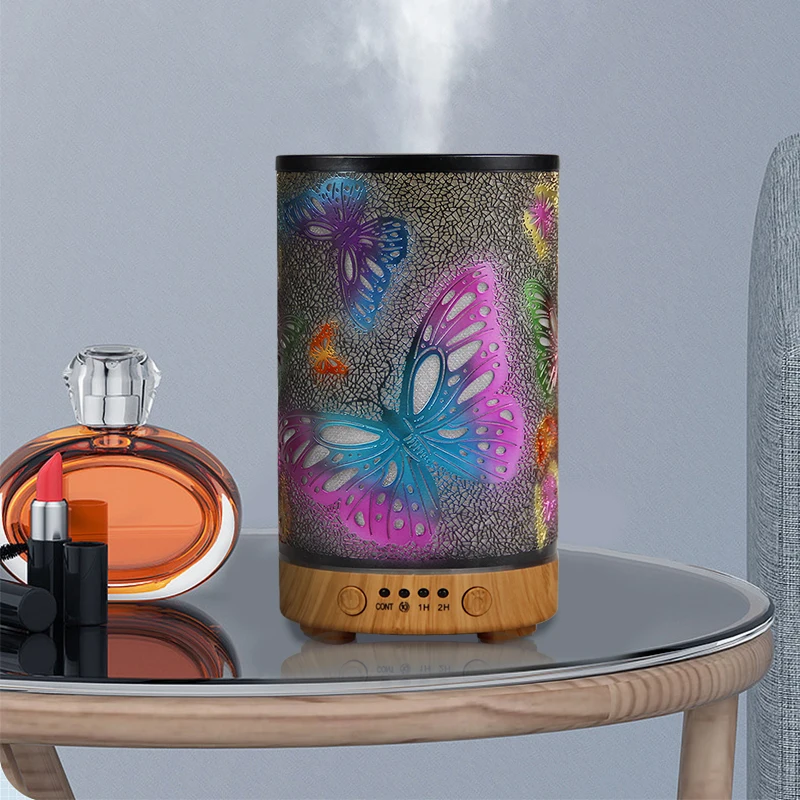 Iron Essential Oils Diffuser 100ML Aromatherapy Diffuser Cool Mist Humidifier with Waterless Auto Off Air Diffusers(Butterfly)