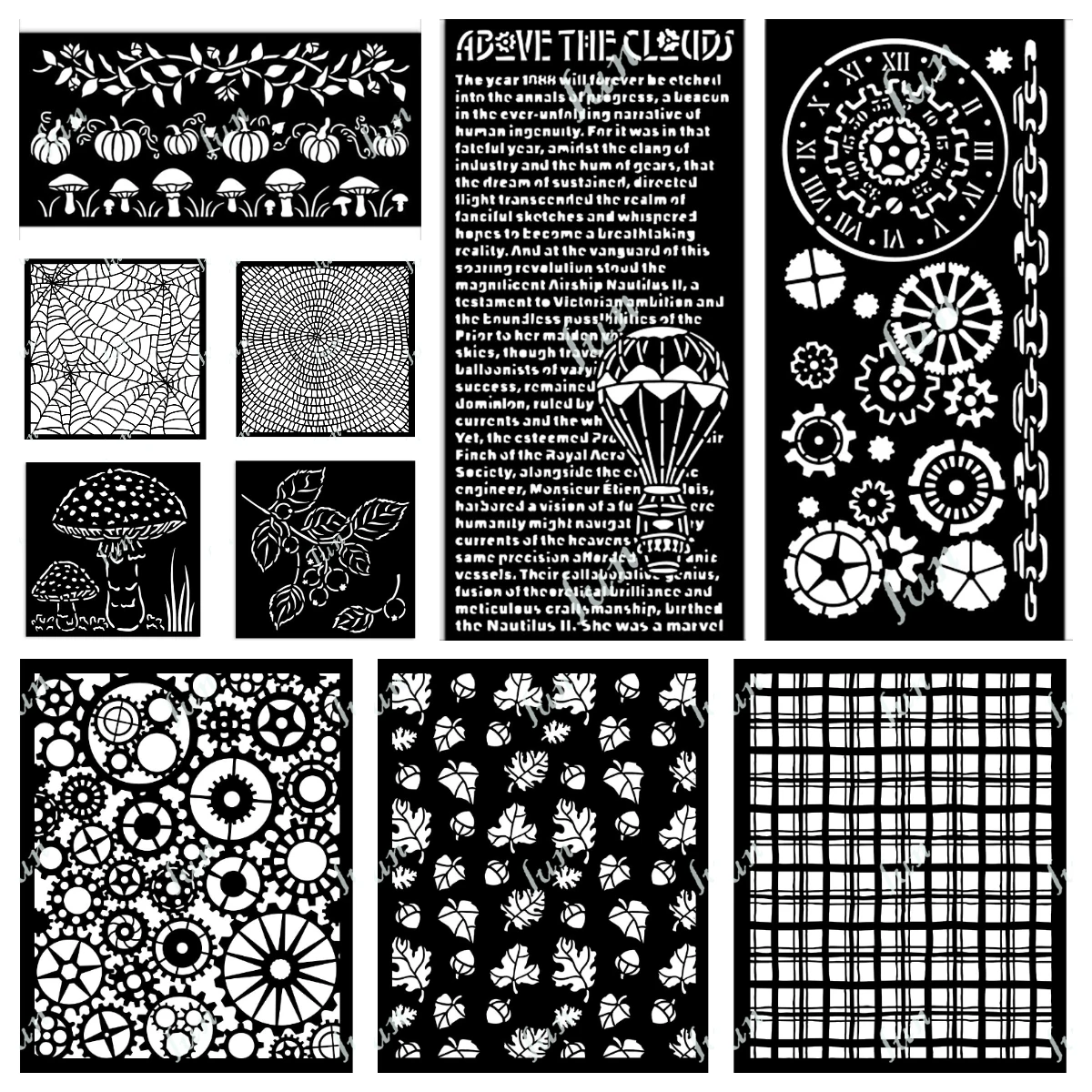 

Gears Pattern Mushrooms Small Stencil Decoration Layering Drawing Stencils for Scrapbooking Embossing Mold DIY Paper Card Album