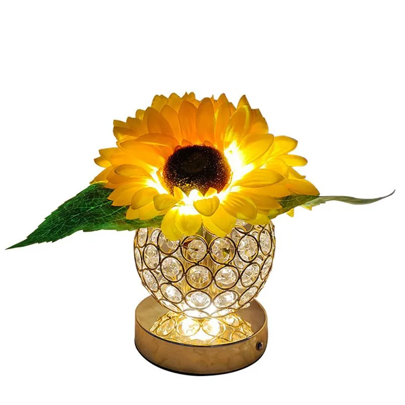 Dimmable LED Night Light Rechargeable Sunflower Kids' Room Night Light Women Gift
