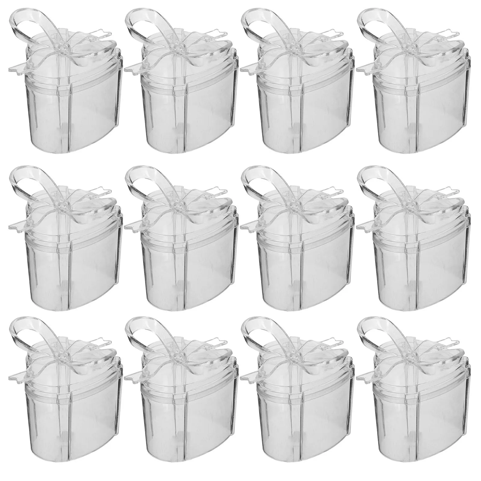 

12Pcs Clear Plastic Heart-Shaped Candy Boxes Transparent Snack Containers for Treats Cookies Biscuits Decorative Packaging Box