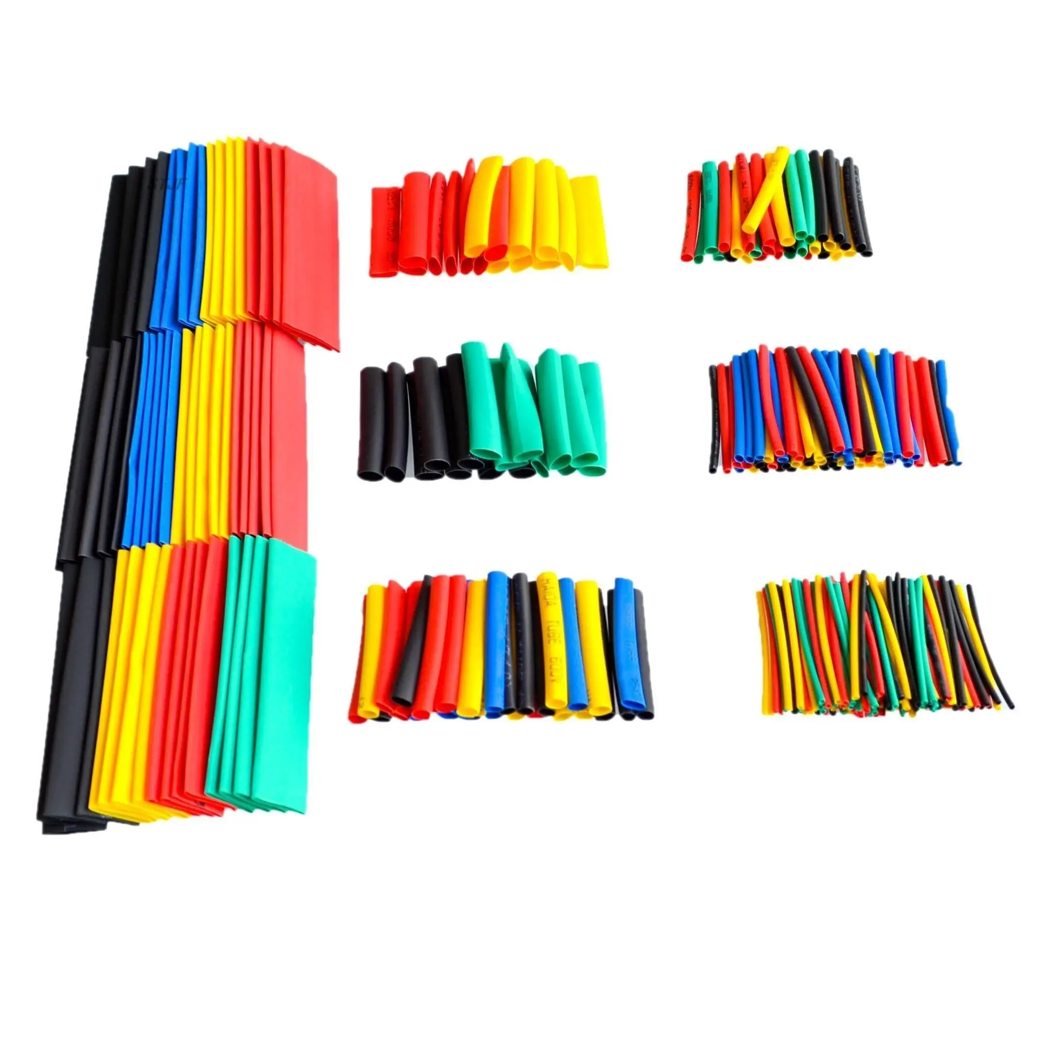 127/140/328/530Pcs Assorted Polyolefin Heat Shrink Tubing Tube Cable Sleeves Wrap Wire Set 8 Size Multicolor/Black